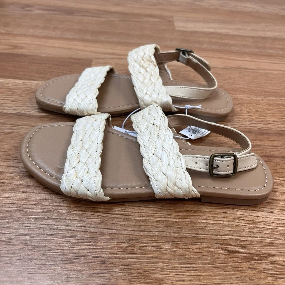 Old‎ Navy Raffia Double Strap Girls Sandals in Natural Kids Size 13 NEW